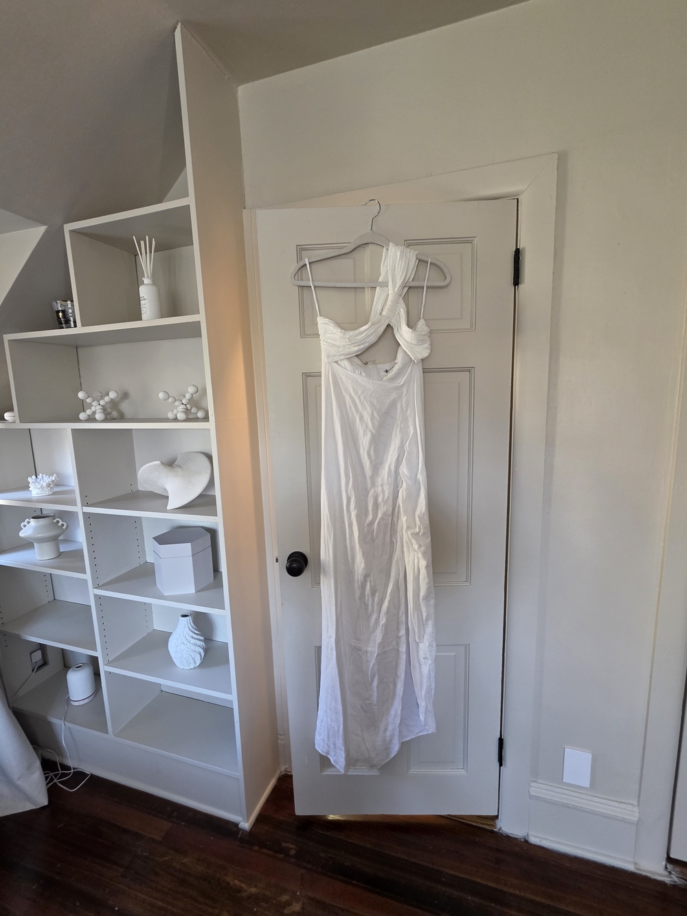 Just Bee Queen White Twist-Shoulder Maxi Dress